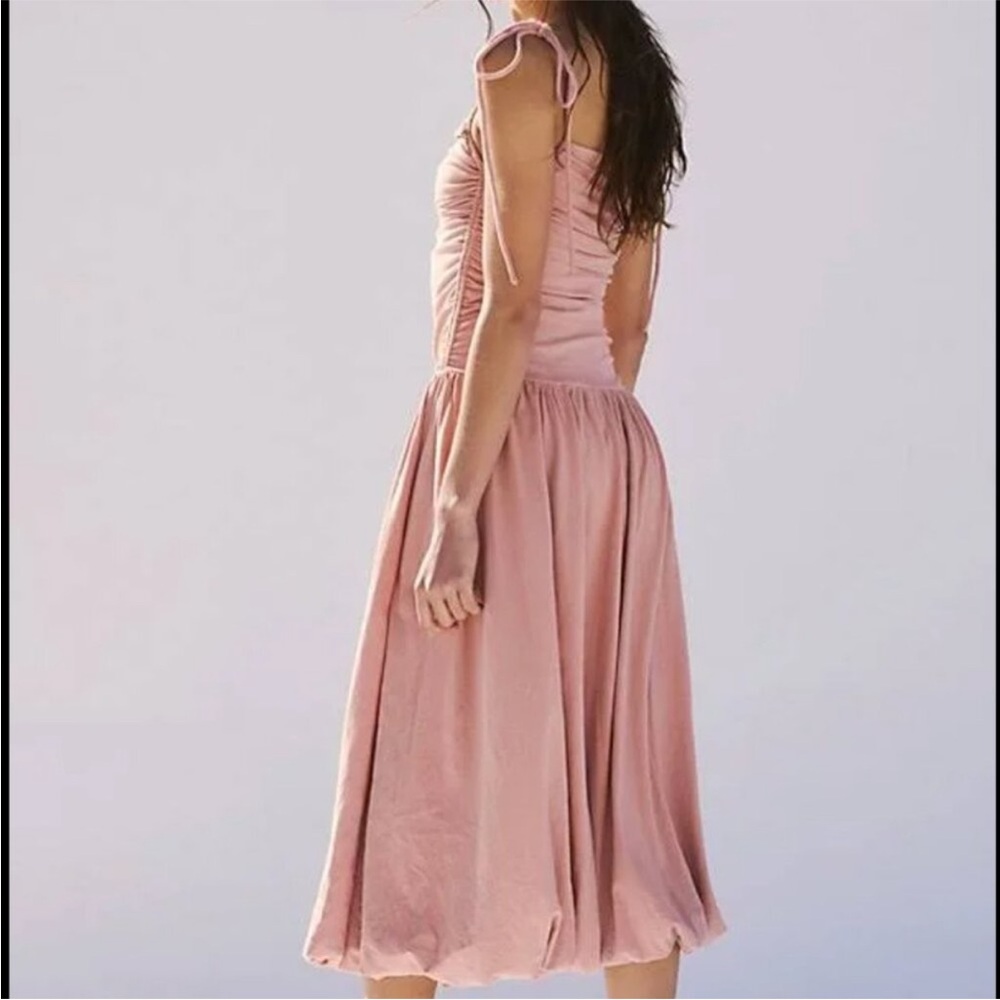 Free People Liza Drop Waist Midi Dress in Tuscany (taupe rose) - Picture 7 of 7